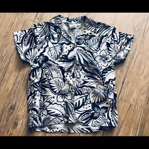 Black and Tan floral button down shirt